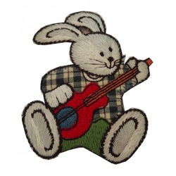 Iron-on Embroidery Sticker - Bunny with Guitar